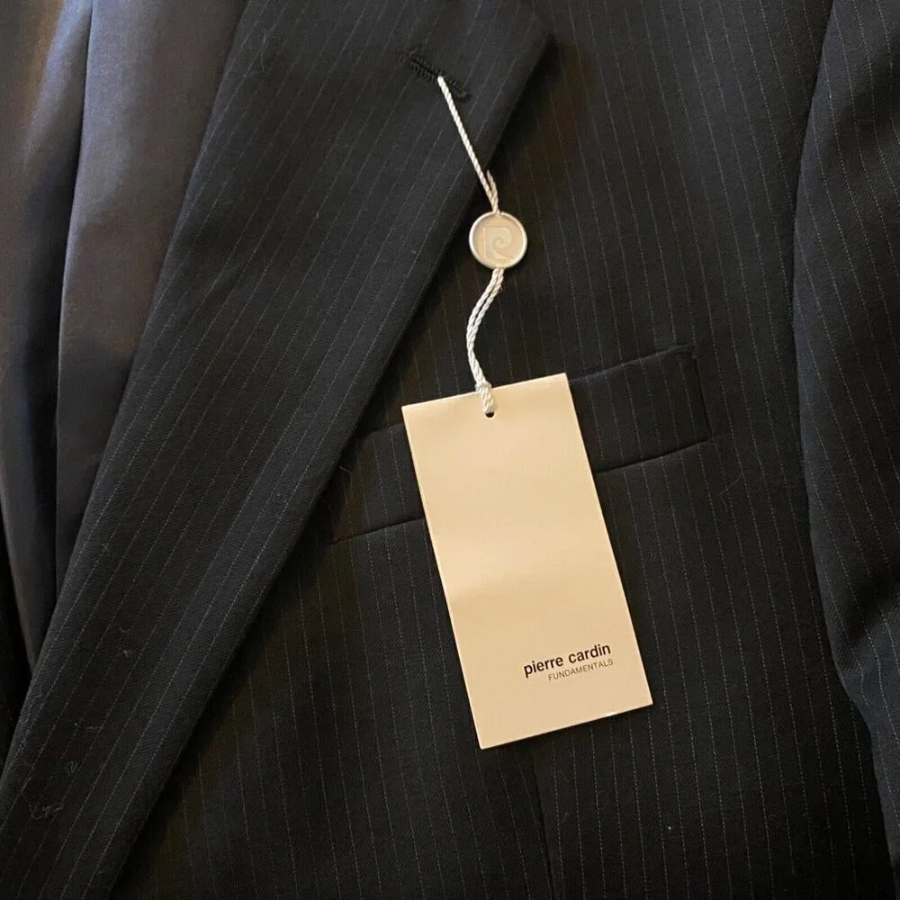 Pierre Cardin Pinstripe 2 Button Blazer Suit Coat Mens Size 46R Worsted Wool